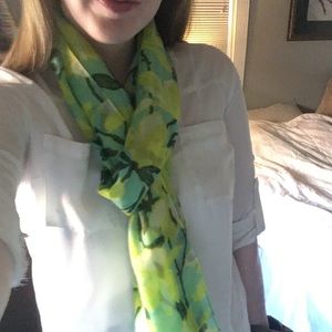 J.Crew Mint Green and Yellow Daffodil Scarf
